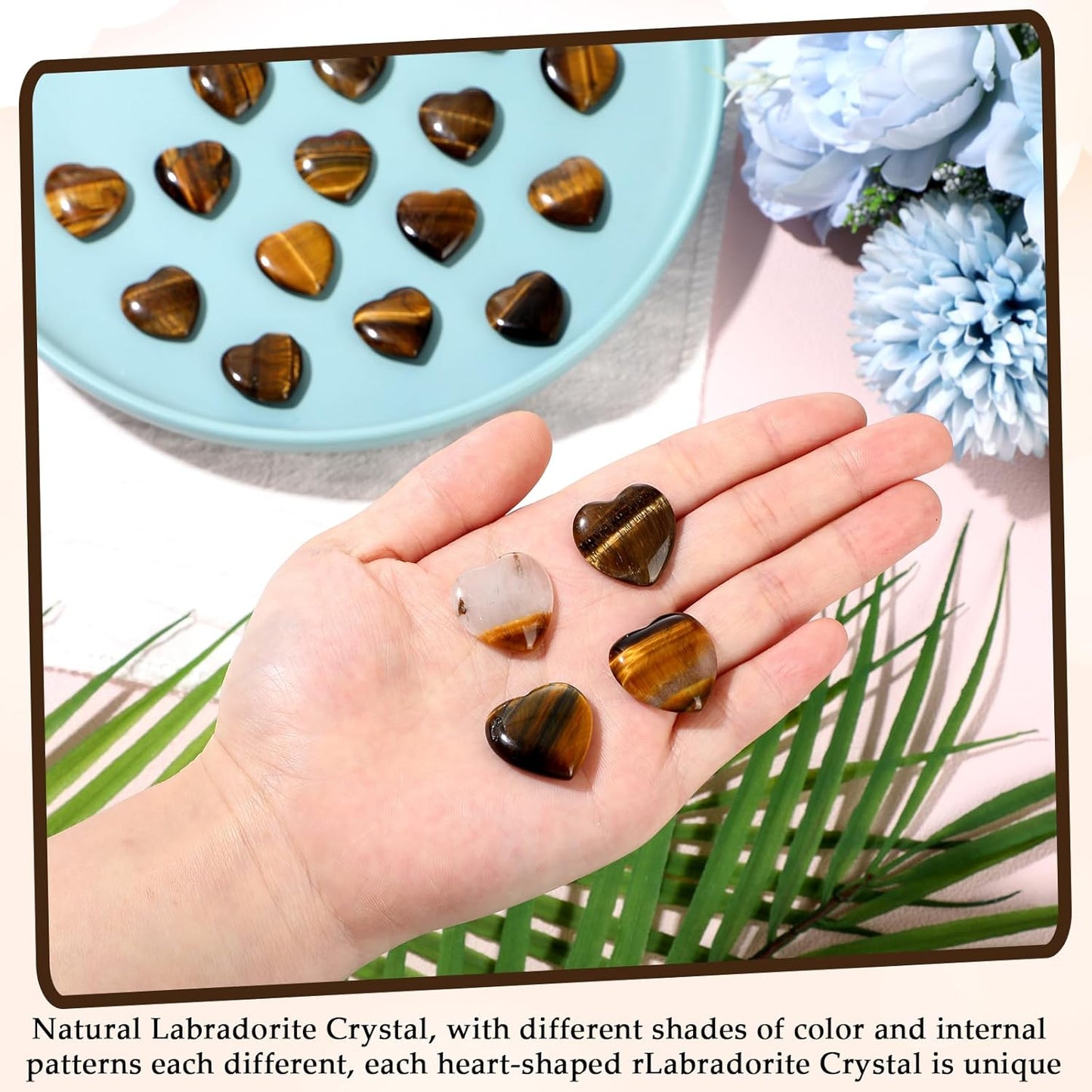 Gerrii 50 Pcs Heart Healing Stone Bulk Quartz Heart Inspirational Stones Gift for Women Love Pocket Polished Natural Energy Balancing Meditation 0.8 Inch(Amber)