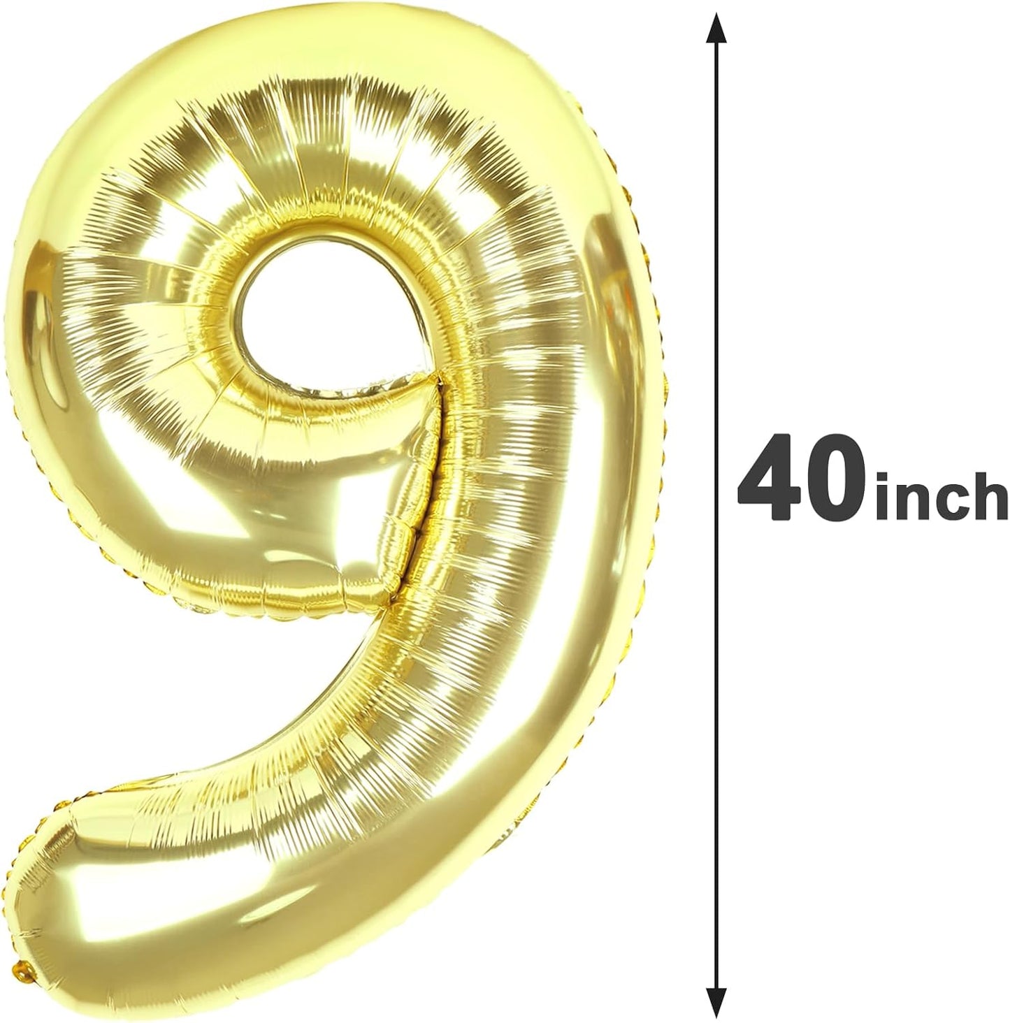 40 Inch Big Champagne Gold 9 Balloon Number, Jumbo Giant Happy 9th 19 29 39 49 99 Birthday Party Decorations,Light Gold Large Nine Mylar Foil Anniversary Birthday Party Engagement Decorations