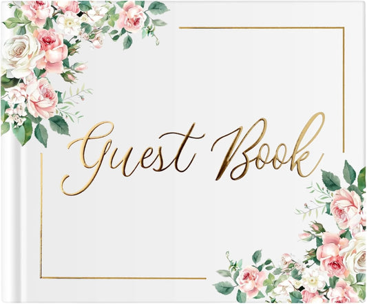 Wedding Guest Book for Guests to Sign, Elegant Wedding Guestbook Ideas, Sign in Book for Bridal and Baby Shower, Polaroid Guest Book, 100 Thick Lined and Blank Pages for Party, Wedding Books