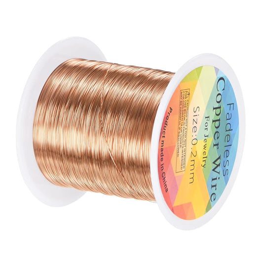 0.2mm Jewelry Wire, 32 Gauge 328FT Craft Wire Copper Beading Wire for Jewelry Making/Planting/Weaving/DIY Crafting, Soft Metal Wires [100M, Copper Tone]