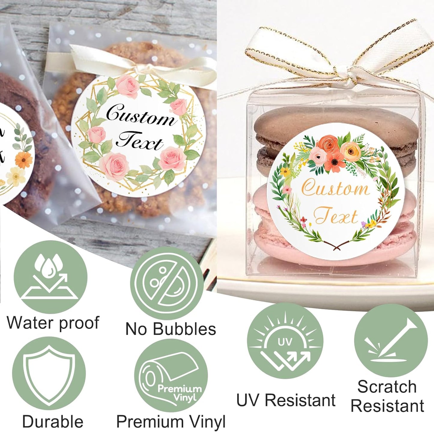 Custom Personalized Stickers Label for Wedding Favors Business Logo Birthday Party Customized Sticker Vinyl Labels Customize Gift Label Stickers 50-1000 Pack