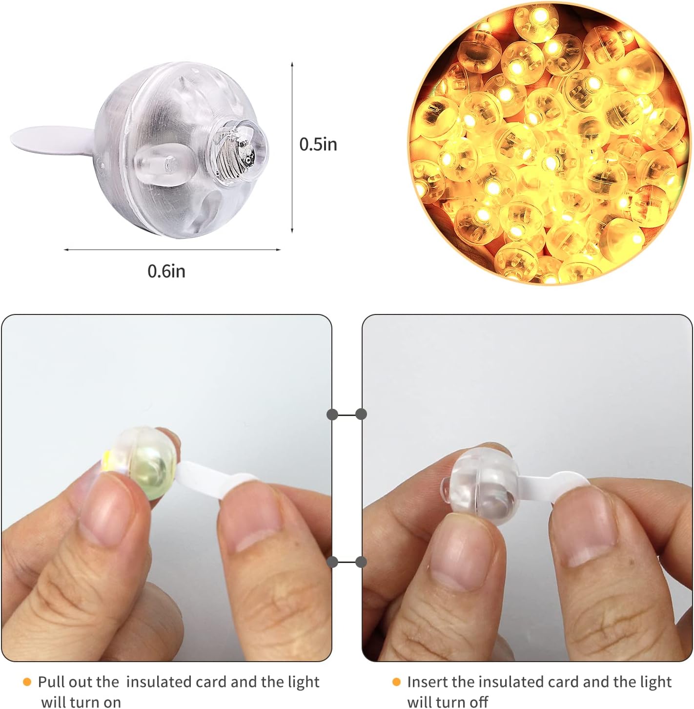 200pcs Warm White Balloon Lights, Round LED Mini Lights for Paper Lantern Balloon Birthday Party Event Indoor Outdoor Wedding Decoration Halloween Christmas Supplies