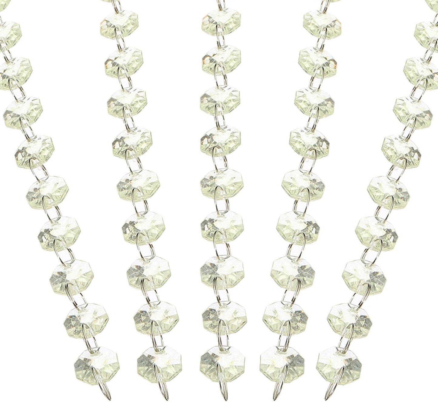 PATIKIL 14 mm Crystal Garland Strands, 16.4 Ft Acrylic Octagon Chandelier Bead Chains String for DIY Craft Wedding Party Home Decorative Jewelry Making, Champagne