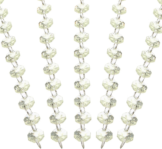 PATIKIL 14 mm Crystal Garland Strands, 16.4 Ft Acrylic Octagon Chandelier Bead Chains String for DIY Craft Wedding Party Home Decorative Jewelry Making, Champagne