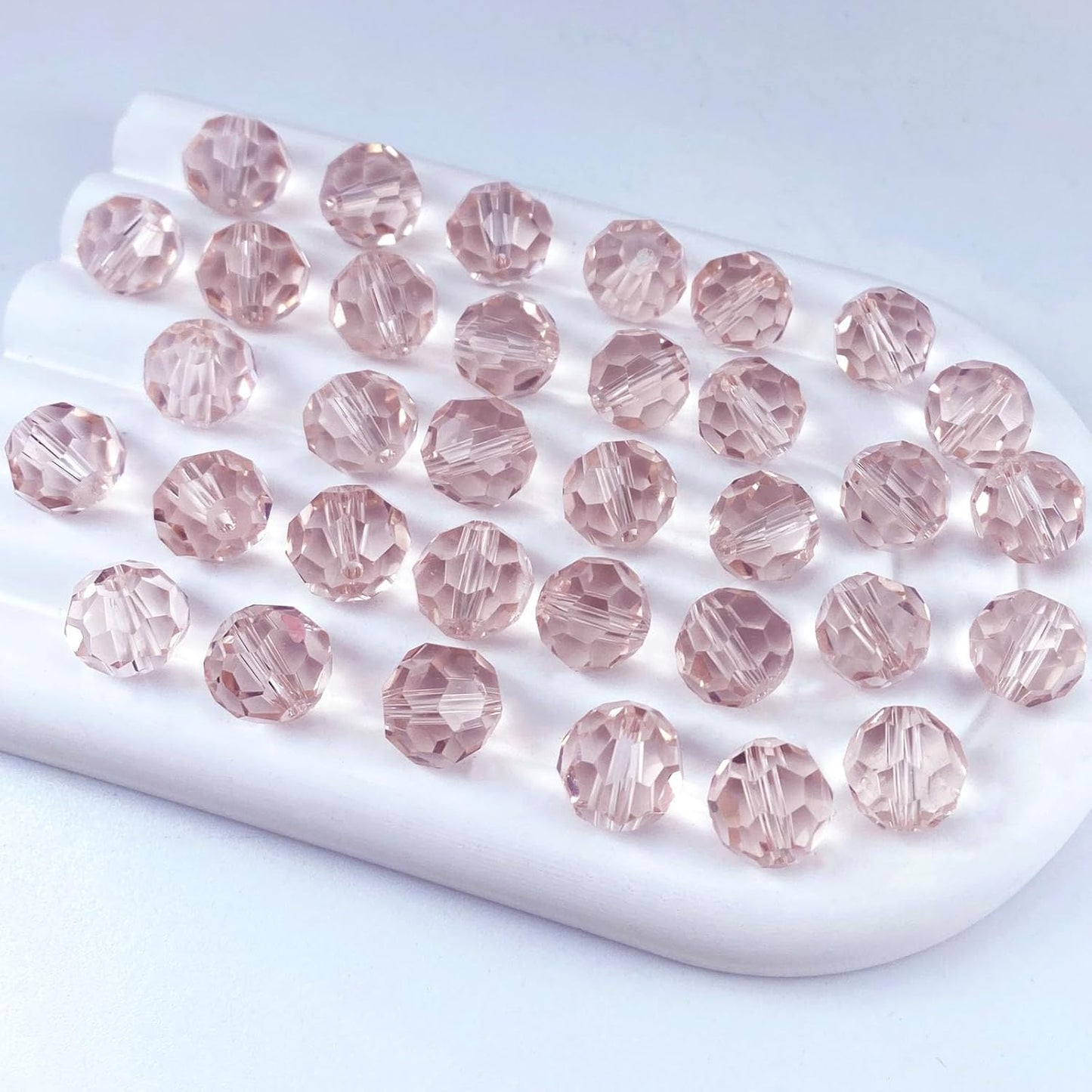 50 PCS 10mm Crystal Glass Beads Round Multiple Faceted Loose Spacer Glass Beads for DIY Handcrafte Bracelet Necklace Earring Jewelry Making(Pink)