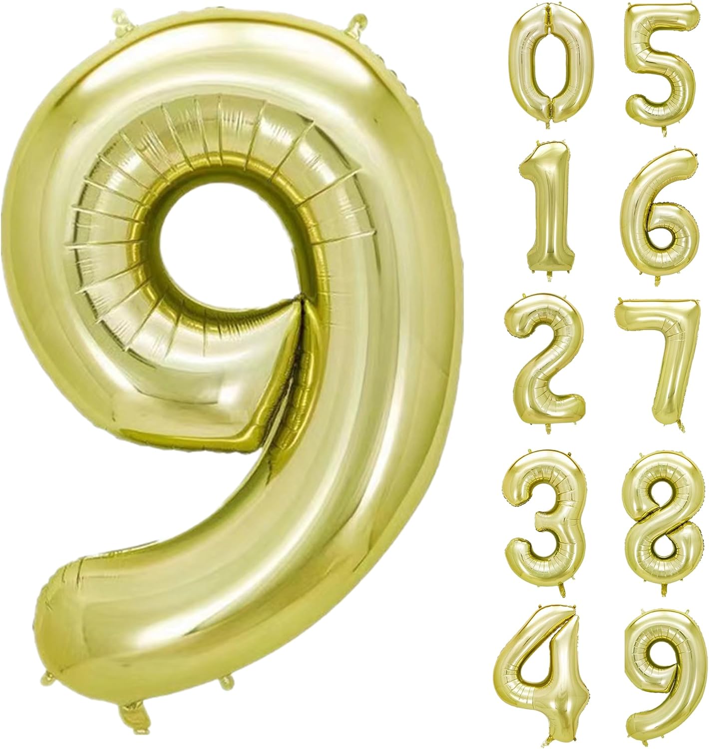 40 Inch Numbers 9 Light Gold Large Balloon Digital 9 for Birthday Party, 0-9 Birthday Party Decorations,Foil Mylar Big Number 9 Wedding Graduations Photo Shoot Decorations(Number 9)
