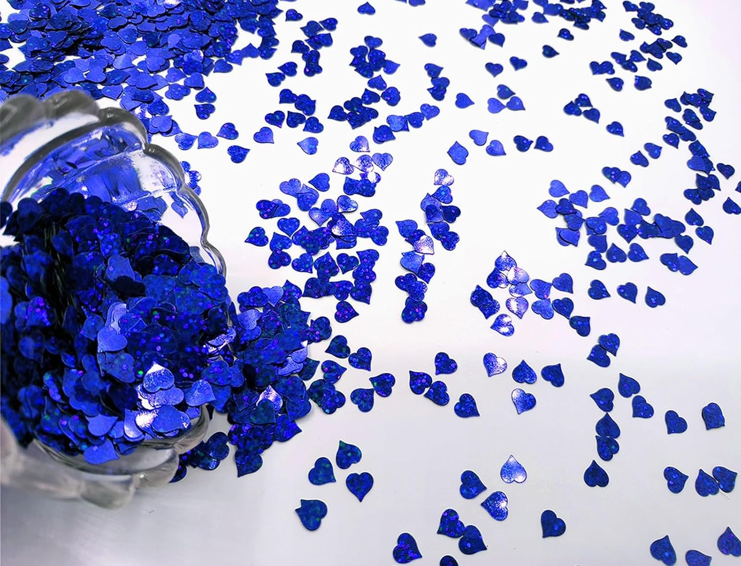 Heart Confetti Bulk - Glitter Hearts Shaped Sprinkles for Weddings, Valentines Day Decorations, Photo Shoots, Envelope Stuffing, Party Supplies & Memory Keepsakes (Blue)