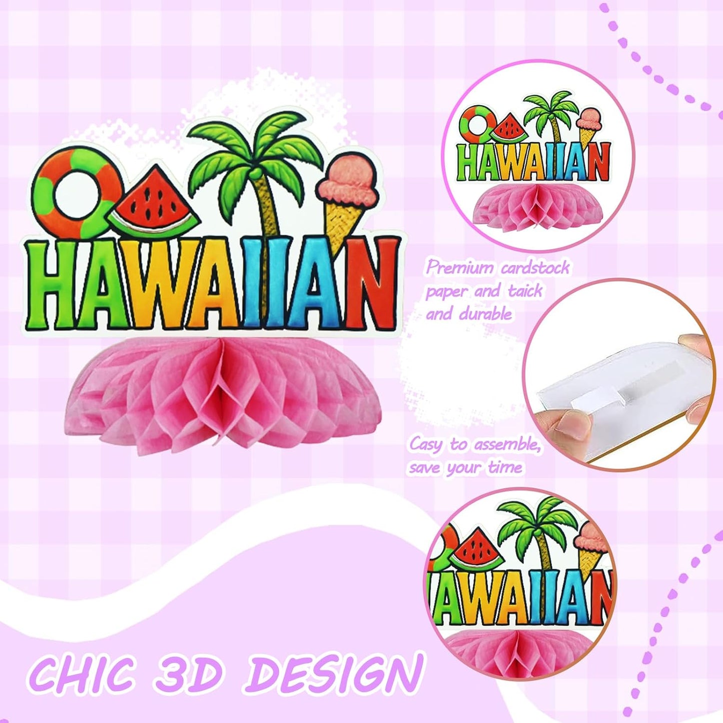 12Pcs Summer Honeycomb Hawaii Table Centerpieces Luau Aloha Table Toppers Tiki Honeycomb Centerpieces Tropical Flamingo Table Decorations for Beach Pool Luau Birthday Wedding Party