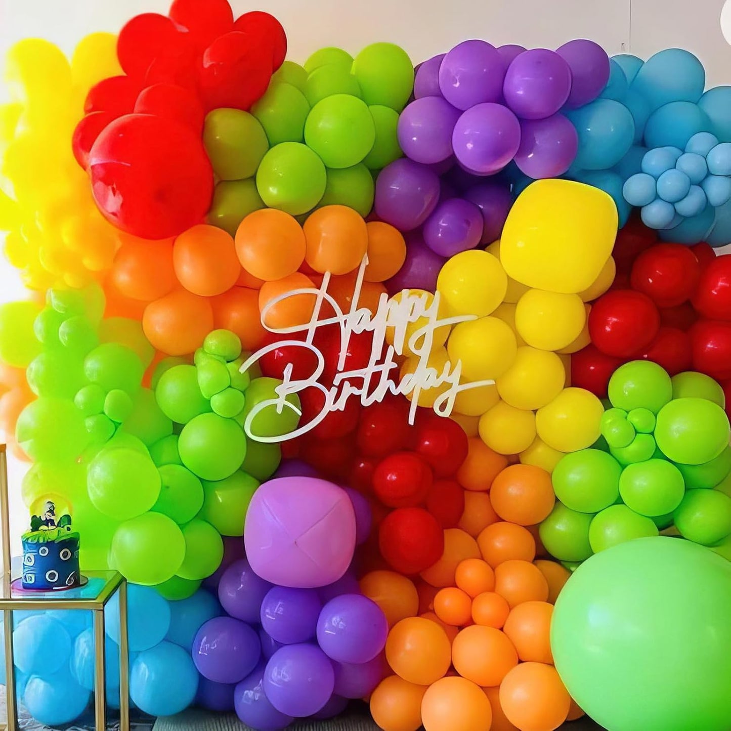 Multicolor Rainbow Balloons, Multicolor Balloons Light Blue Yellow Dark Green Purple Orange Red Balloon Colorful Latex Balloons for Birthday Kids Party Wedding Baby Shower Engagement Decorations