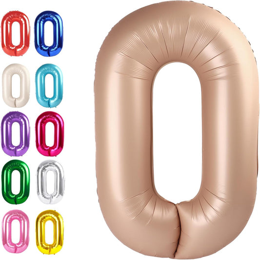 Light Brown 40 Inch 0 Number Balloons, 0 Decorations for 10 20 30 40 50 60 70 80 90 100 Birthday, 2026 Light Brown Foil Giant Birthday Graduations Anniversary Party Balloon