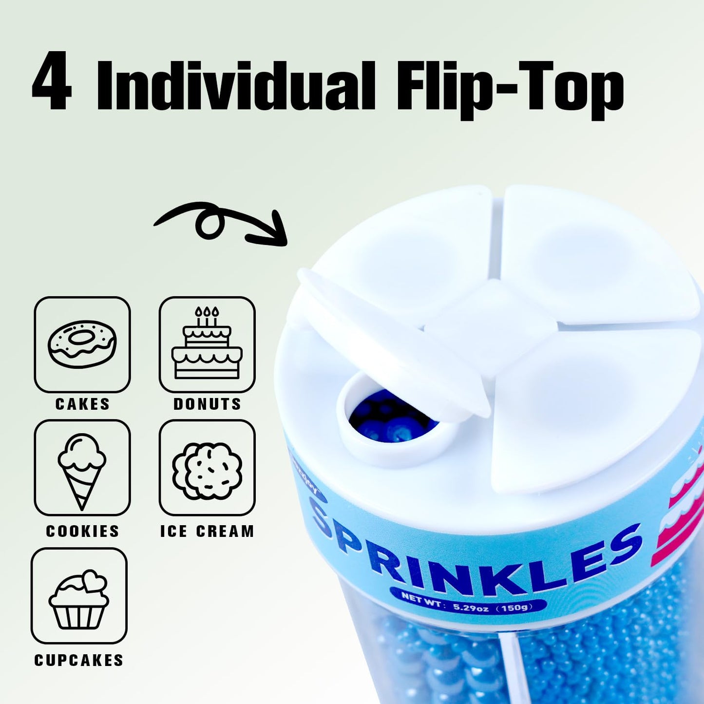 Dazzjoy Edible Blue Ball Pearl Sugar Sprinkles, 150g/5.29oz, Blue Sprinkles for Cake Decorating, Cake Decoration & Cupcake Topper