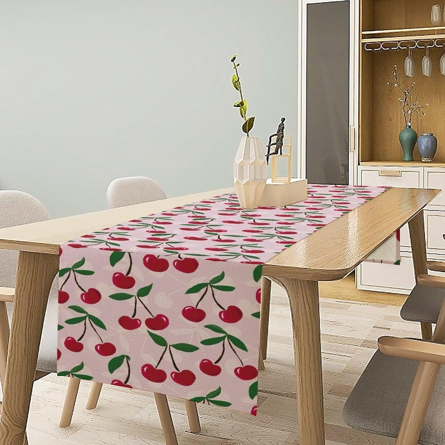Cherry Table Runner,Spring Summer Fruit Table Runner for Kitchen Dining Table Home Party Decoration 13x120 Inch