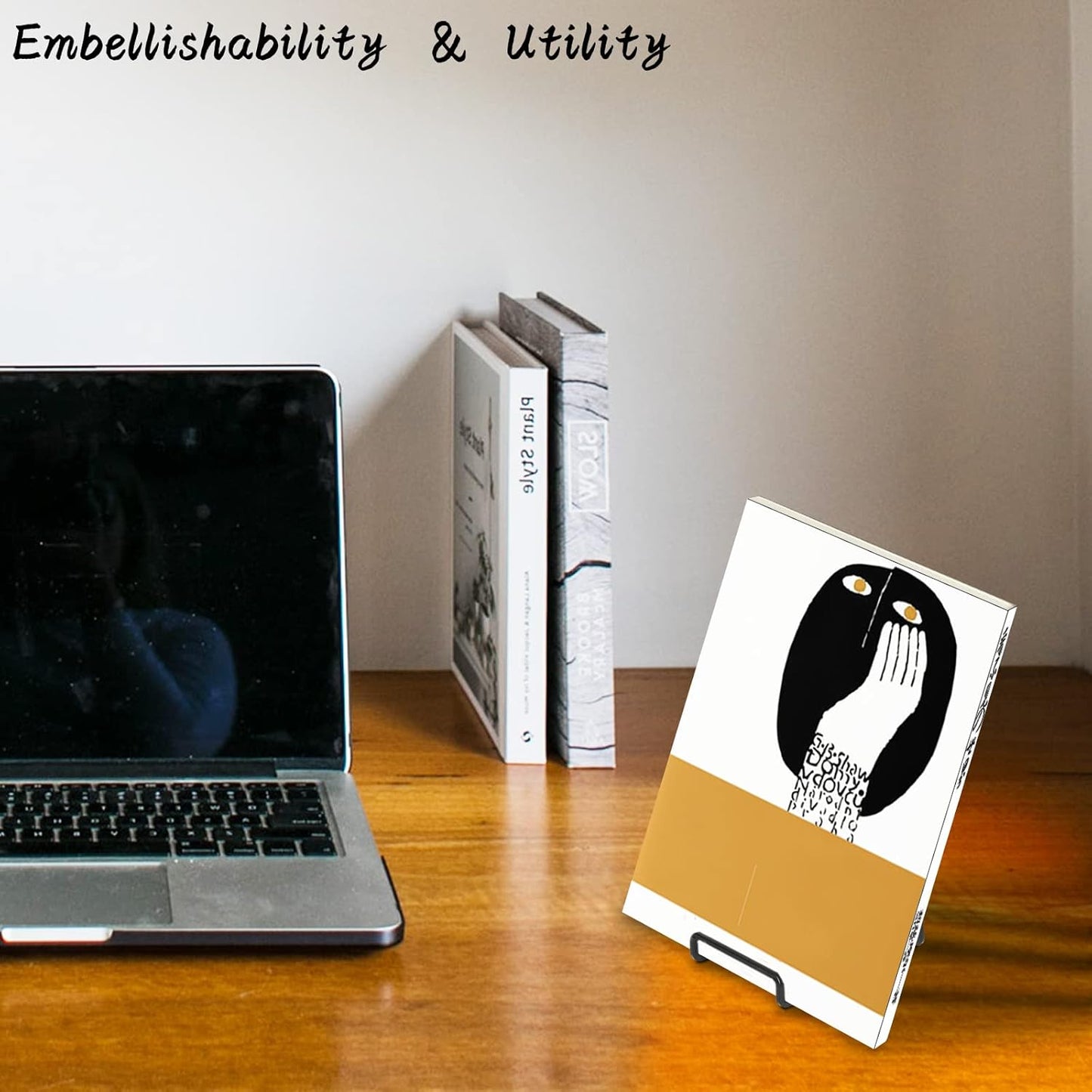 Decolore 4 Pack 6 Inch Black Picture Stands for Display Square Plate Holder Display Stand Frame Stand for Picture, Decorative Plate, Photo Easel and Artistic Work