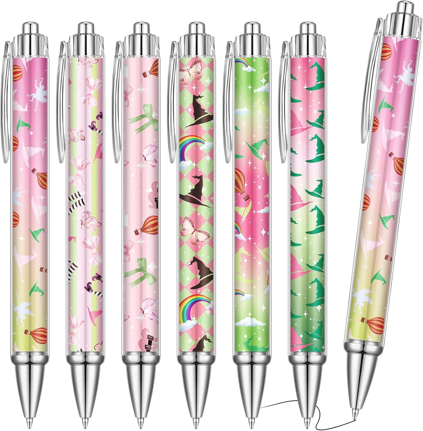 24 Pcs Witch Pens Bulk Novelty Witch Party Favors Funny Hot Air Balloon Gifts Halloween Ballpoint Pens Pickle Rainbow Party Gifts for Women Accessories Office Guests Giveaways Supply