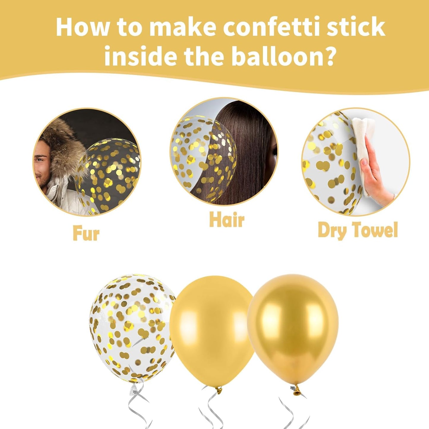 Gold Balloons, Metallic Gold Party Balloons Pearl Gold Latex Balloons Chrome Gold Confetti Balloons for Kids Adults Birthday Wedding Baby Shower Graduation Anniversary Festival Decoration