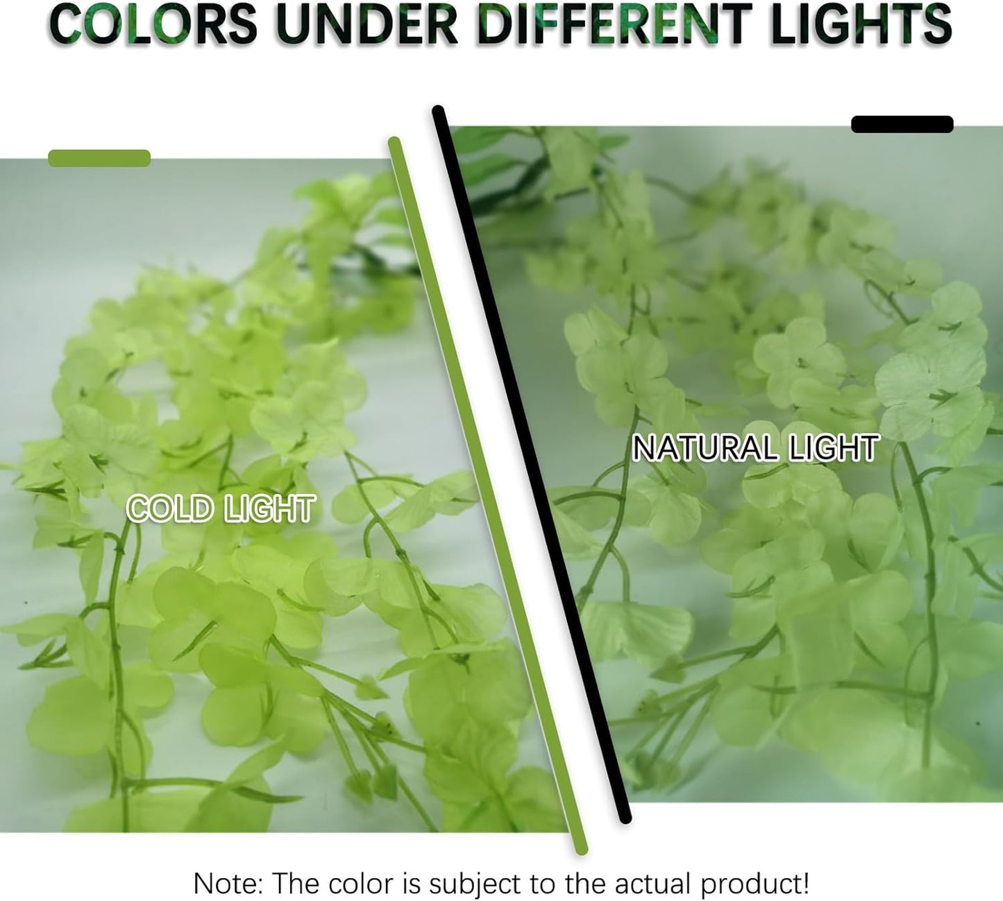 12 Pack Green Wisteria Hanging Flowers Garland, 3.77 Feet Artificial Flower Vines, Fake Wisteria, Artificial Vines Hanging Garland for Backdrop Outdoor Yard Garden Decor