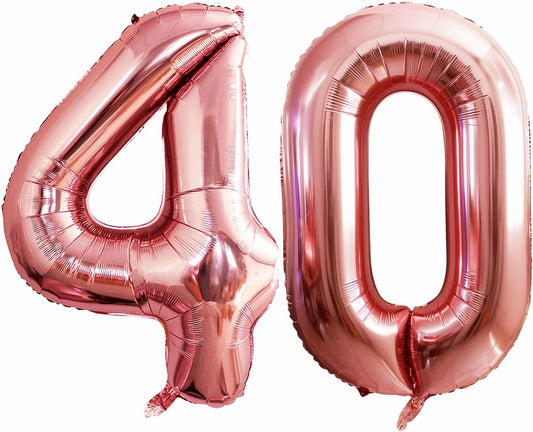 GOER Number 40 Balloons for 40th Birthday Party Decorations,42 Inch Jumbo Foil Helium Balloons for 40th Anniversary (Rose Gold)