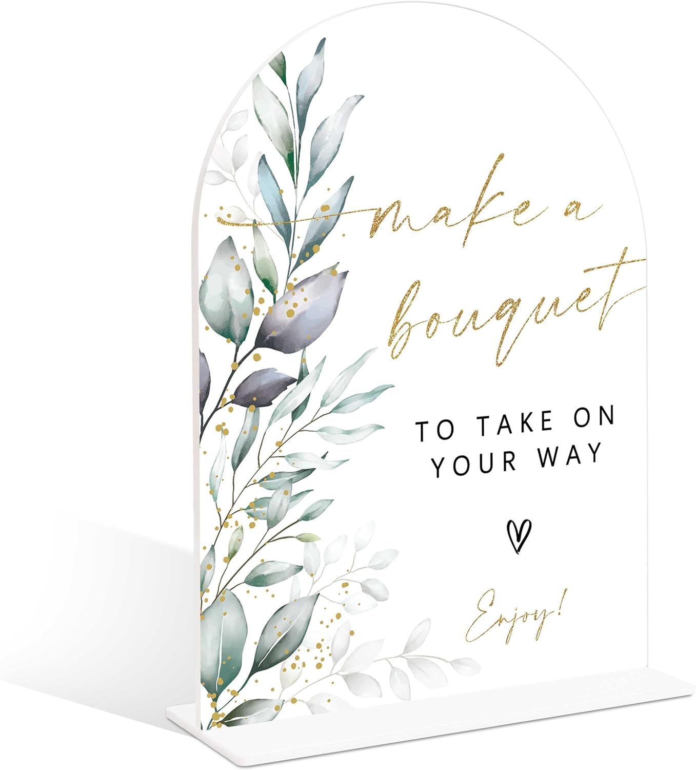 Acrylic Wedding Signs, Greenery Theme Make a Bouquet Sign, Wedding Reception Signage, Bridal Shower Table Decor with Stand, Engagement, Anniversary, Newlywed Events and Parties Supplies, 02