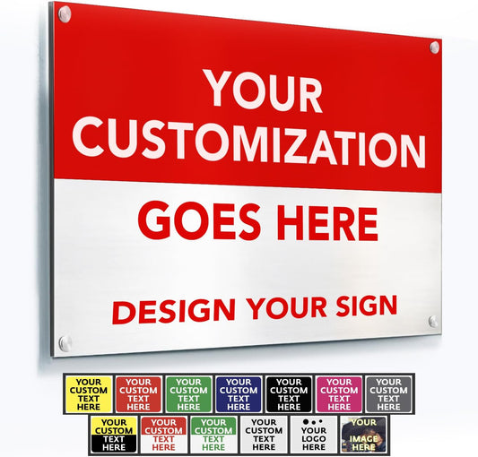 Custom Metal Signs, Personalized Aluminum, Customized Safety, Business Signs, Waterproof Outdoor, White Aluminum (Red & White, 30x24 In)