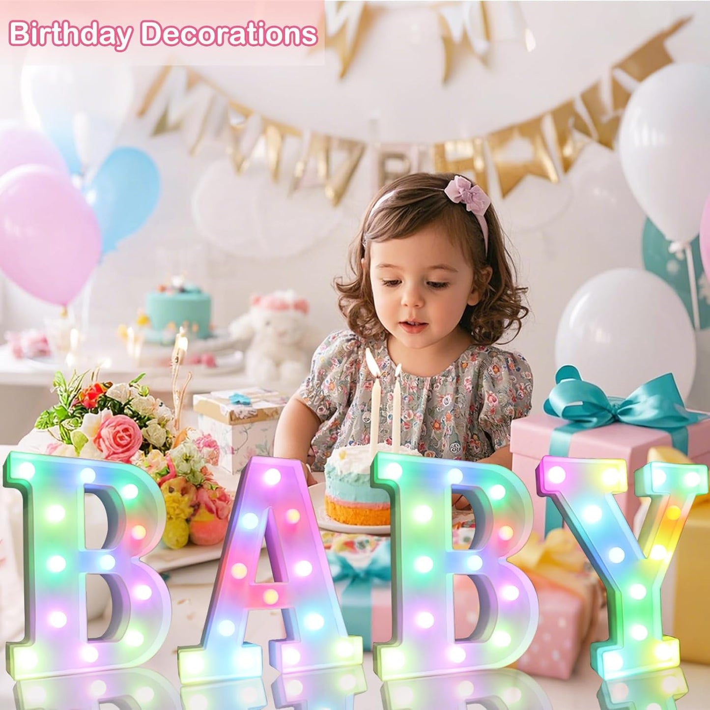 Light Up Colorful LED Marquee Letter lights, 18 Colors Changing Alphabet Letters Sign with Remote Timer for Night Light Girls Bedroom Wedding Birthday Party Lamp Christmas Home Bar Decor- Colorful Y