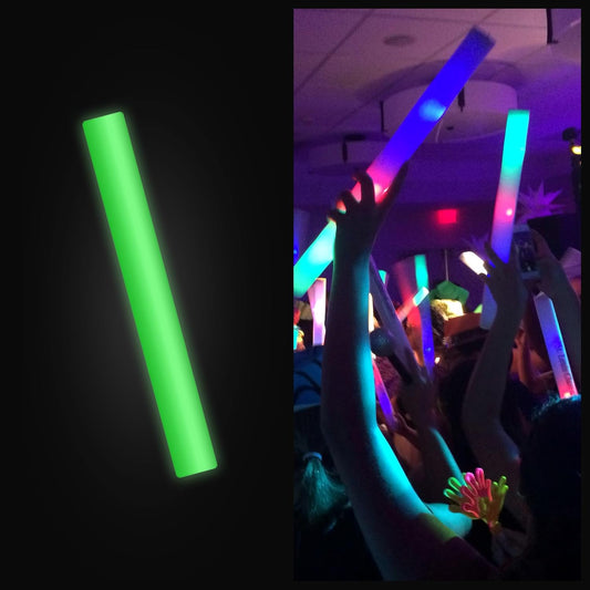 Foam Glow Sticks Bulk - 100 Red Foam Light Up Sticks and LED Foam Sticks - 100 Reusable 16" Light Up Foam Sticks Red Foam Glow Sticks for Wedding, Parties, and Dancing