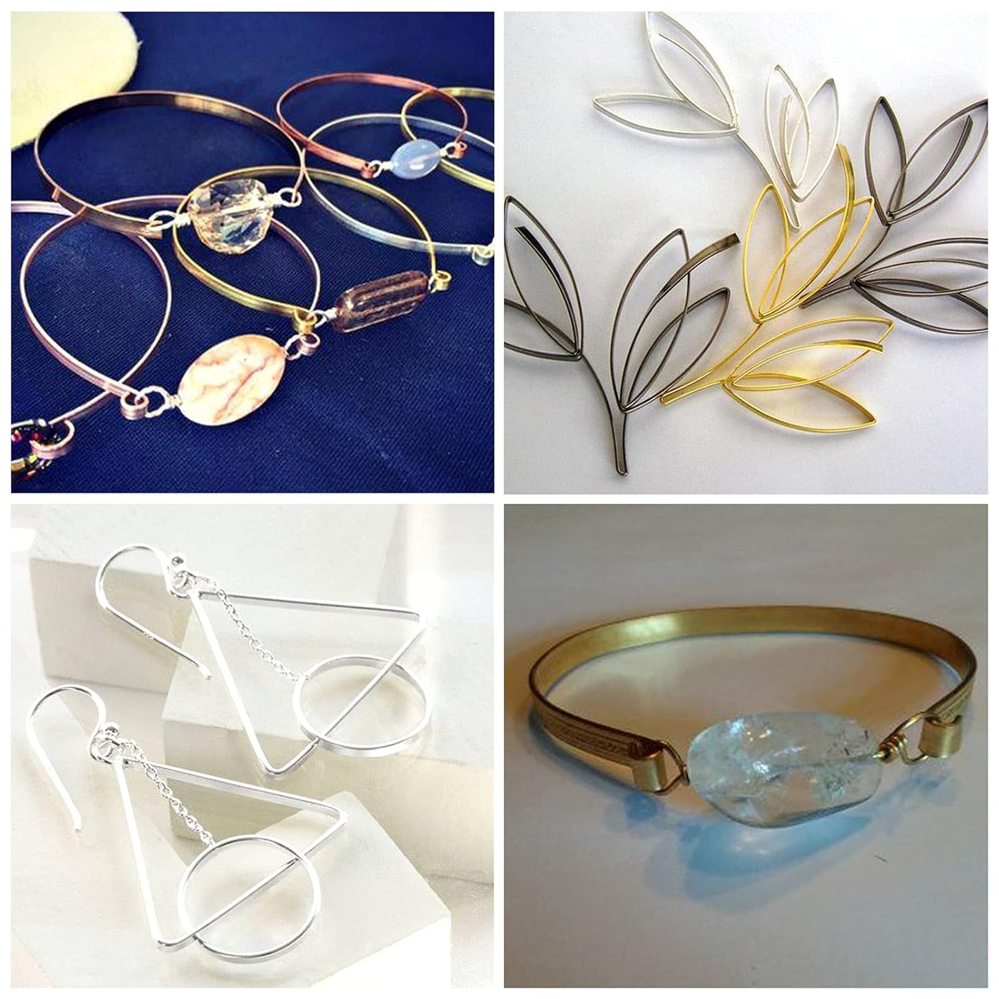 Fashewelry 65Ft 4 Colors Aluminum Flat Wire 3mm Wide Bendable Metal Craft Wire Strip 18 Gauge with Side Cutting Plier for Bezel Sculpting Armature Jewelry Making Gem Metal Wrap