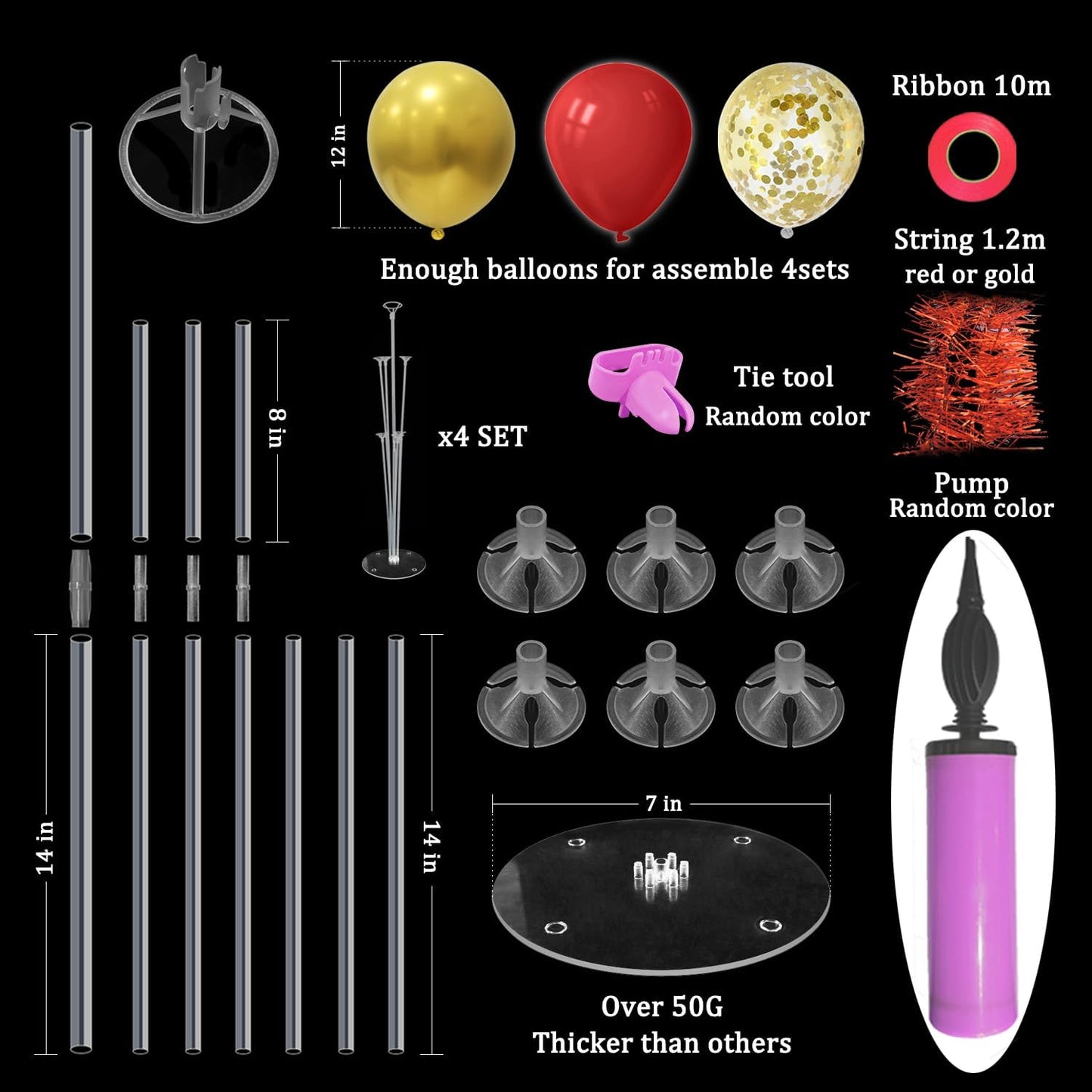 Red and Gold Balloon Stand Centerpiece Table Decorations for 49ers Party Birthday Graduation Wedding Mother's Day Anniversary Christmas New Year's Eve Party Decorations(Red gold set4)