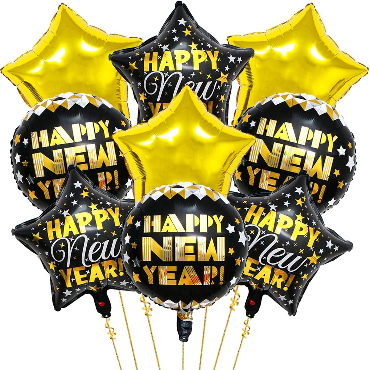 Happy New Years Balloons Set, Large Happy New Year Foil Balloons, New Year Decorations 2025, New Years Eve Party Supplies 2025 Happy New Years Decorations