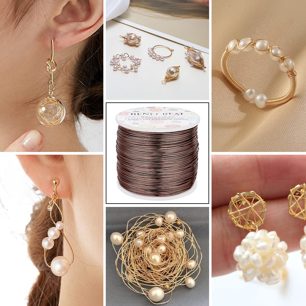 BENECREAT 20 Gauge 770FT Brown Aluminum Wire Anodized Jewelry Craft Making Beading Floral Colored Aluminum Craft Wire for Jewelry Craft, Garden, Model Making