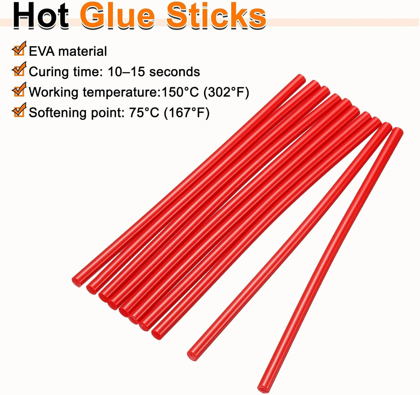 HARFINGTON 10pcs Hot Glue Sticks 0.28" Dia x 9.84" Long EVA Mini Hot Melt Adhesive Glue Stick for Hot Melt Gun Wood Plastic Glass Flowers Fabrics Foam, Red