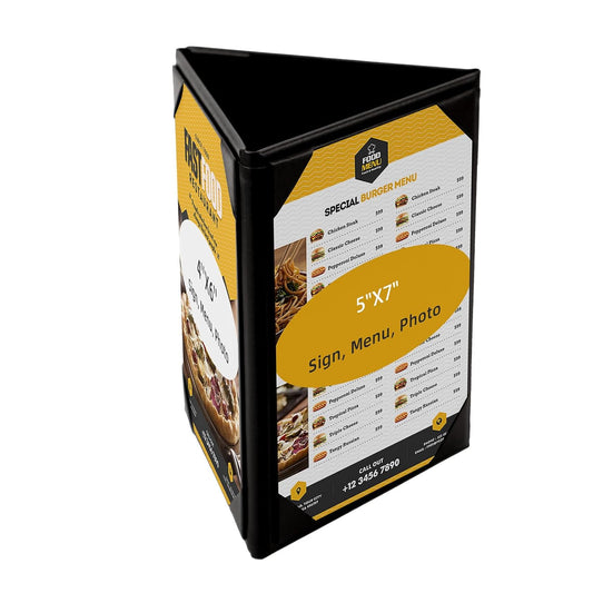 Menu Covers - Set of 10 Double-Sided Table Tent Cards for Restaurant, Dinner Party, and Bar Menus - Includes Bill Holder and Reserved Seating Signs - Easy to Clean and Foldable (10, 5"x7"Trifold)