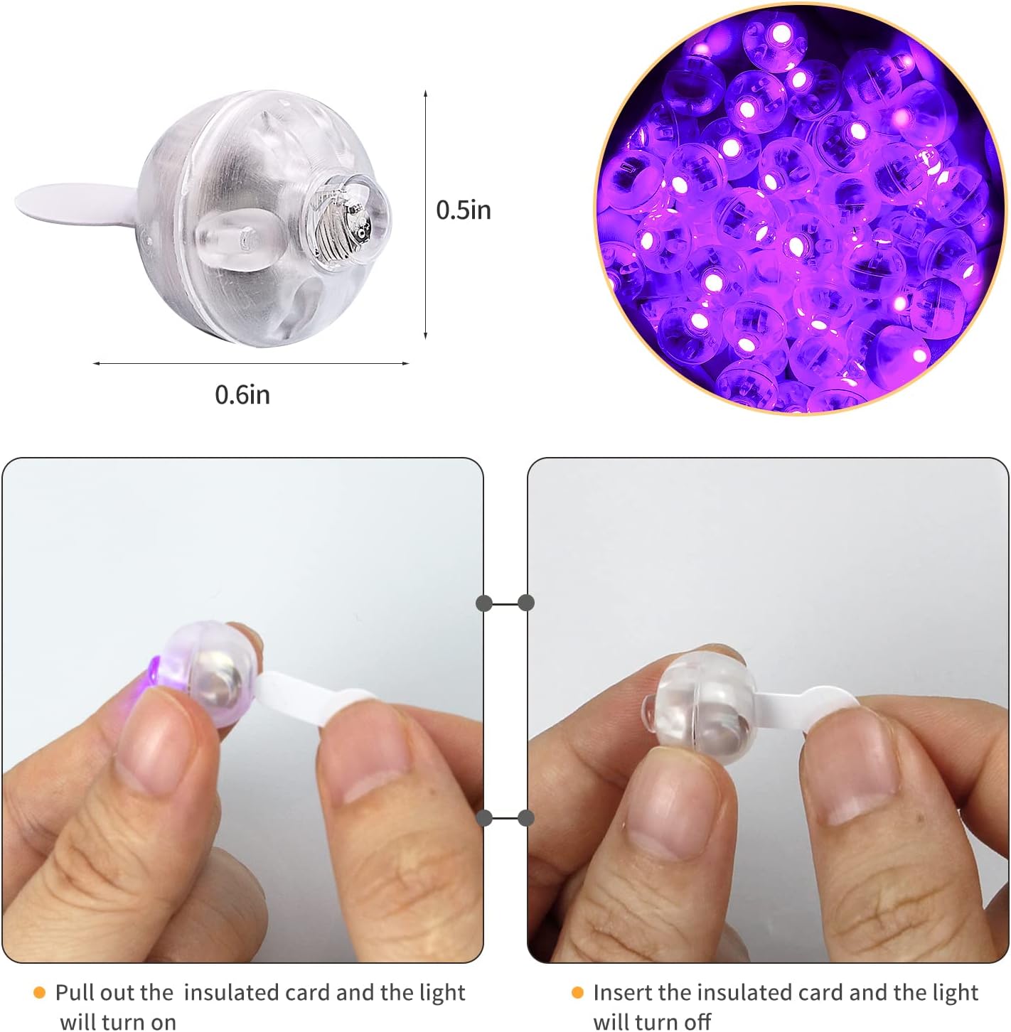 100pcs LED Purple Balloon Light, Round Led Mini LED Lights for Paper Lantern Balloon Indoor Outdoor Party Event Fun, Birthday Party Wedding Decoration Supplies