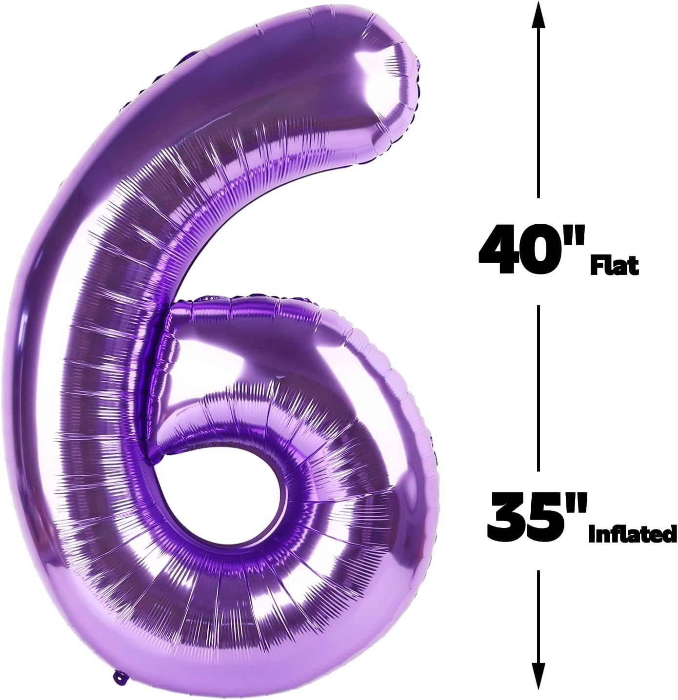 40 Inch Purple Mylar Foil Number 6 Birthday Balloon, Digital Balloons for 6 16 Boy Girl Party Decorations Supplies, Big Helium Balloon Numbers for 26 36 46 60 Men Women Anniversary