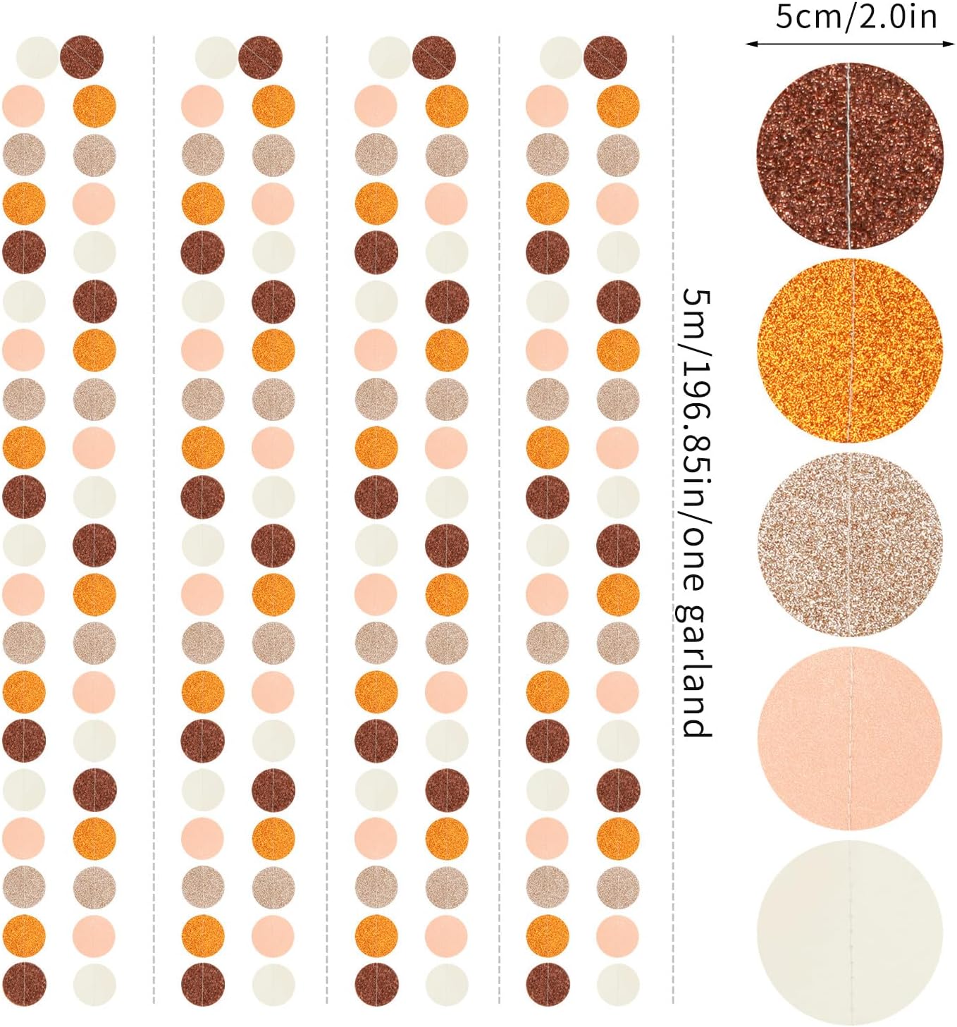 Orange Brown Rose-Gold Party-Decorations Streamers-Garland - 52ft Boho Fall Groovy Birthday Hanging Paper Banner,Autumn Burnt Baby Bridal Showe Neutral Wedding Sunset Bachelorette Decor Hugfond