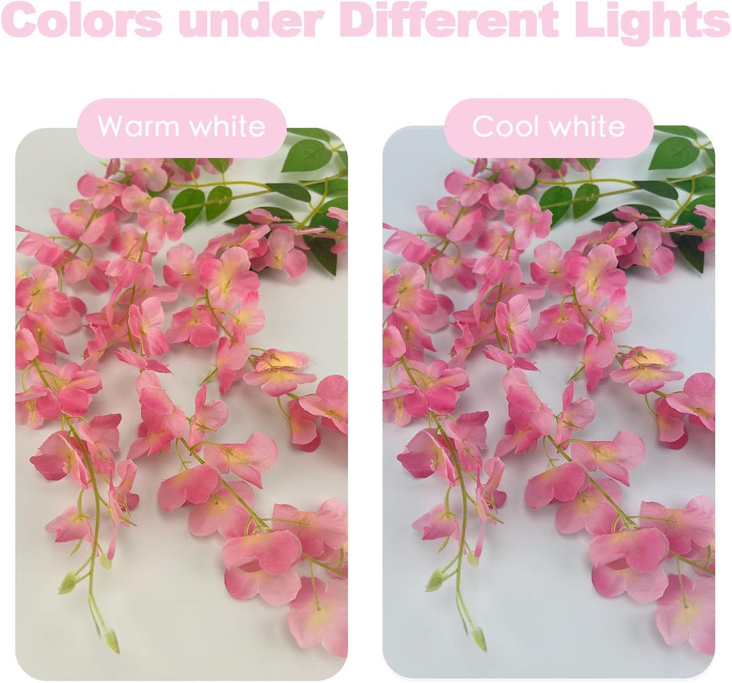 24 Pcs of Wisteria Hanging Flowers, 3.75 Feet Fake Wisteria Flower Strings, Artificial Wisteria Flowers Hanging Garland for Backdrop, Wedding, Ceremony,Garden and Home Wall Decoration (Pink)