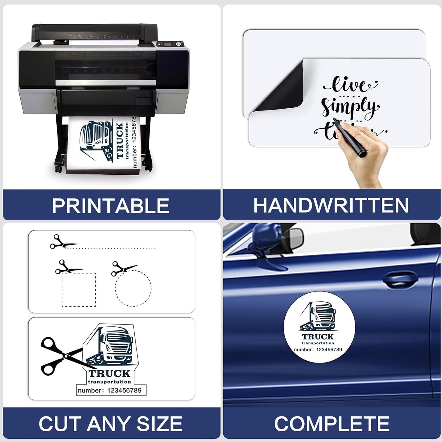 DIYMAG 2Pcs Blank Car Magnets, 24x12 Inch Cars Door Magnet Signs Rounded Corners Flexible Magnetic Bumper Sticker to Advertise Cover Logo Prevent Vehicle Scratches Dents