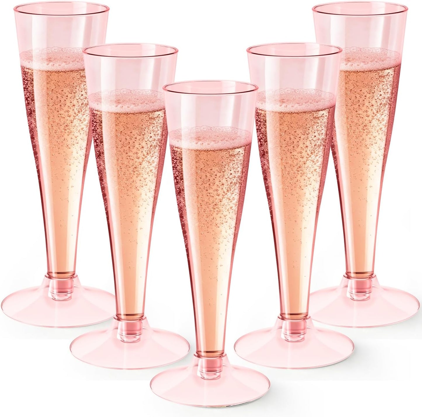 40 Pack Pink Champagne Flutes Plastic Wine Glasses Disposable, 4.5 Oz Clear Mimosa Glasses for 2025 Engagement Wedding Birthday New Years Eve Xmas Party Supplies, Bulk Toasting Cocktail Cups