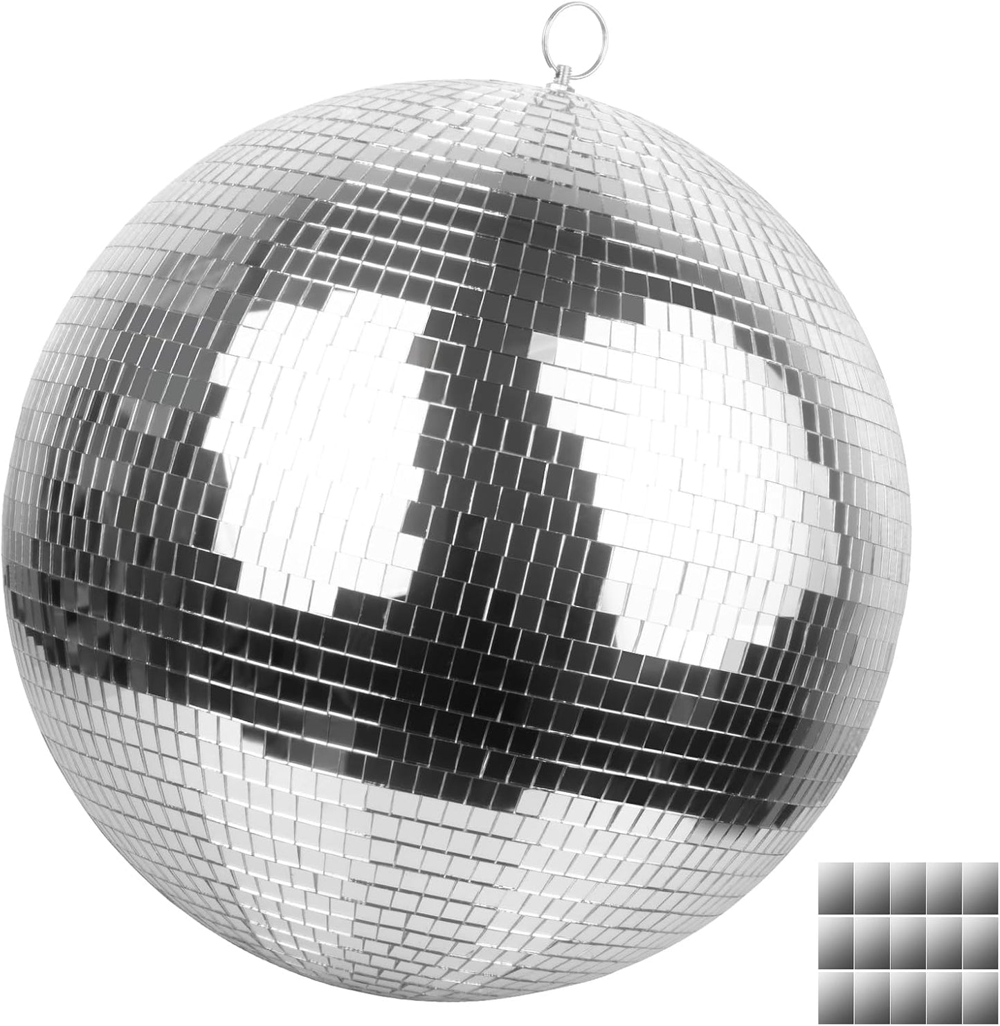 Faeshoo 16inch Large Disco Ball Mirror Ball for Disco Party Decorations, Disco Ball x 1pc, Replacement Mirror x 15pcs