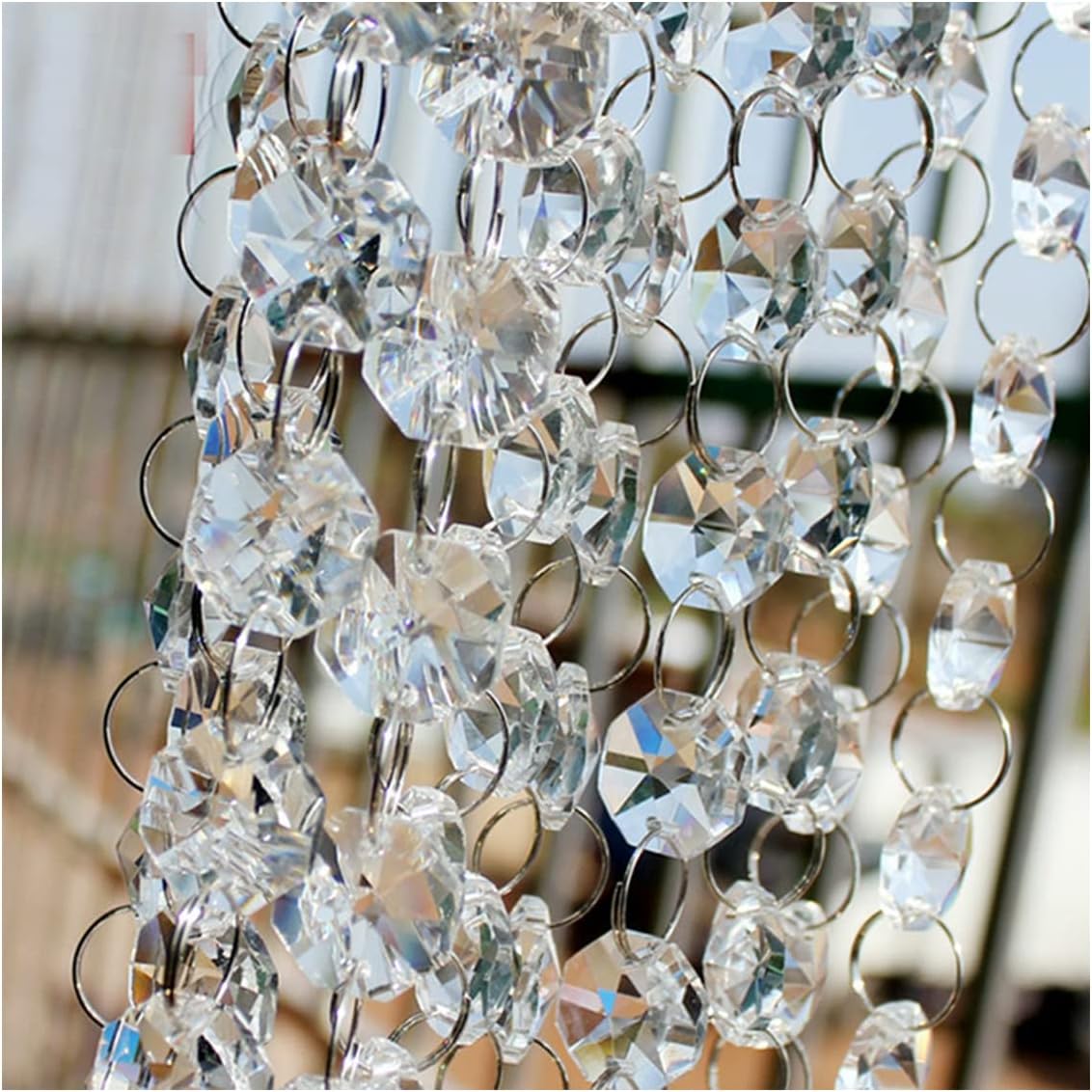 33FT Clear Crystal Glass Garland Strands,Hanging Chandelier Bead Chain,Hanging Ornament String Decorations for Centerpiece,Christmas Tree,Wedding, Party,Celebration