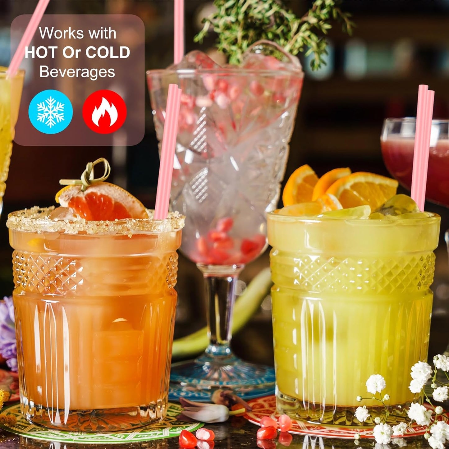 6000 Count Coffee Cocktail Stirrers Straws Disposable Plastic Sip Stir Sticks Cocktail Drink Stirrers Sticks Cups Straws for Bars Juice Drinking(Pink,5 Inch)