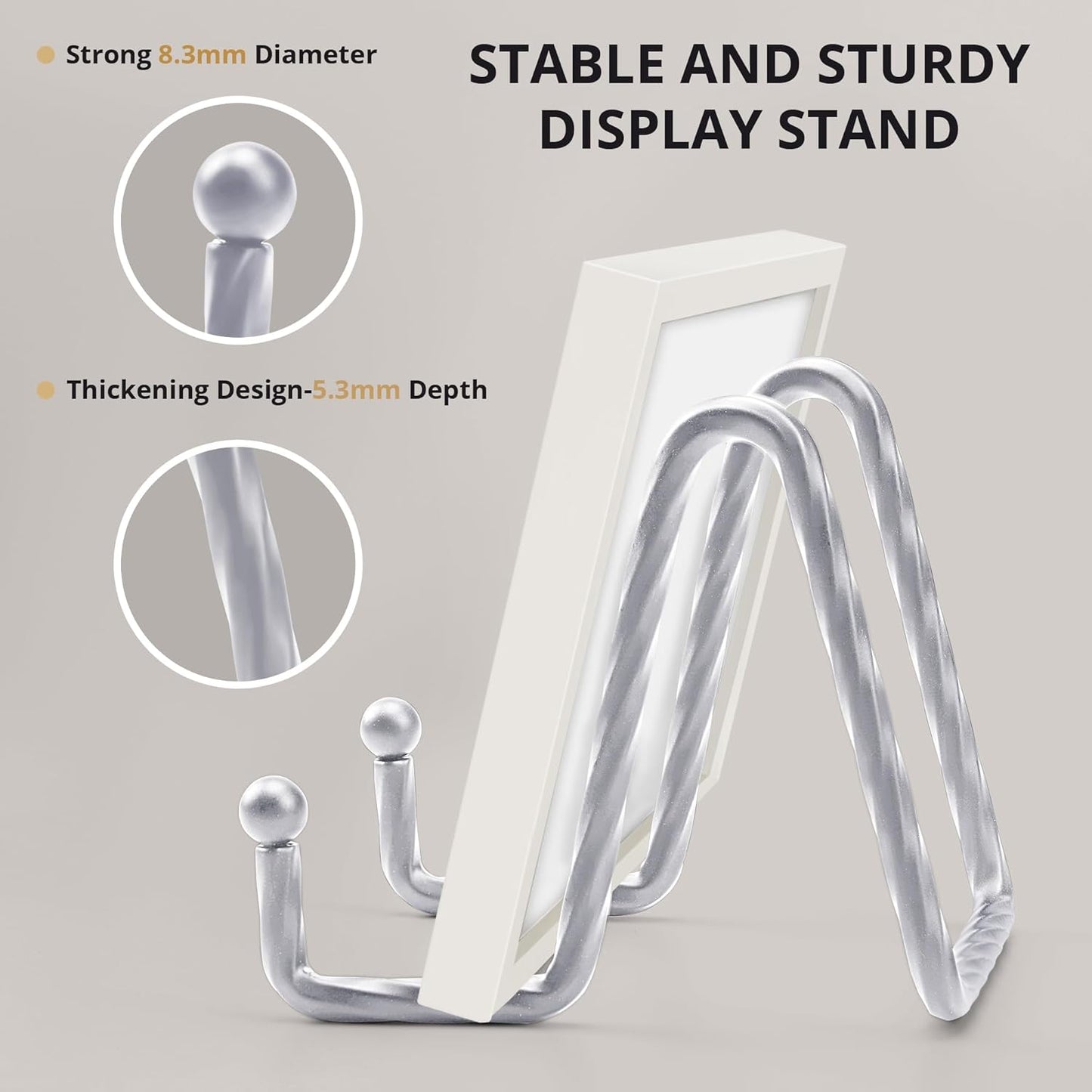 Picture Stands for Display 3 Pack 3 Inch Plate Stands for Display - Silver Metal Decorative Plate Stand, Plate Holder Display Stand, Picture Frame Stand, Plate Display Stands for Picture Stand