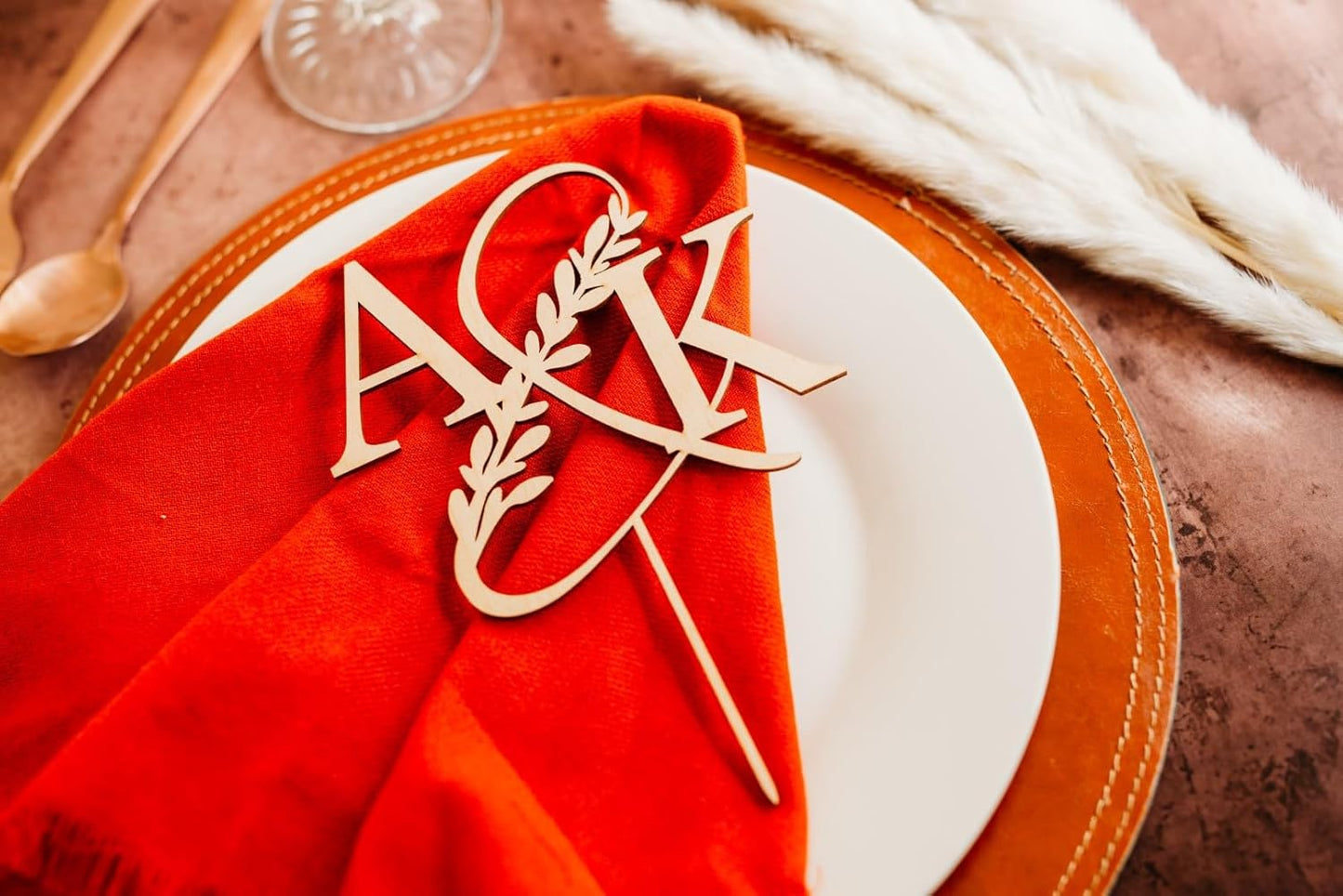 Custom Initials Wedding Personalized Acrylic and Wood Cake Topper, Modern Ampersand, Cake Topper, Birthday Topper, Rustic Elegant Cake Toppers