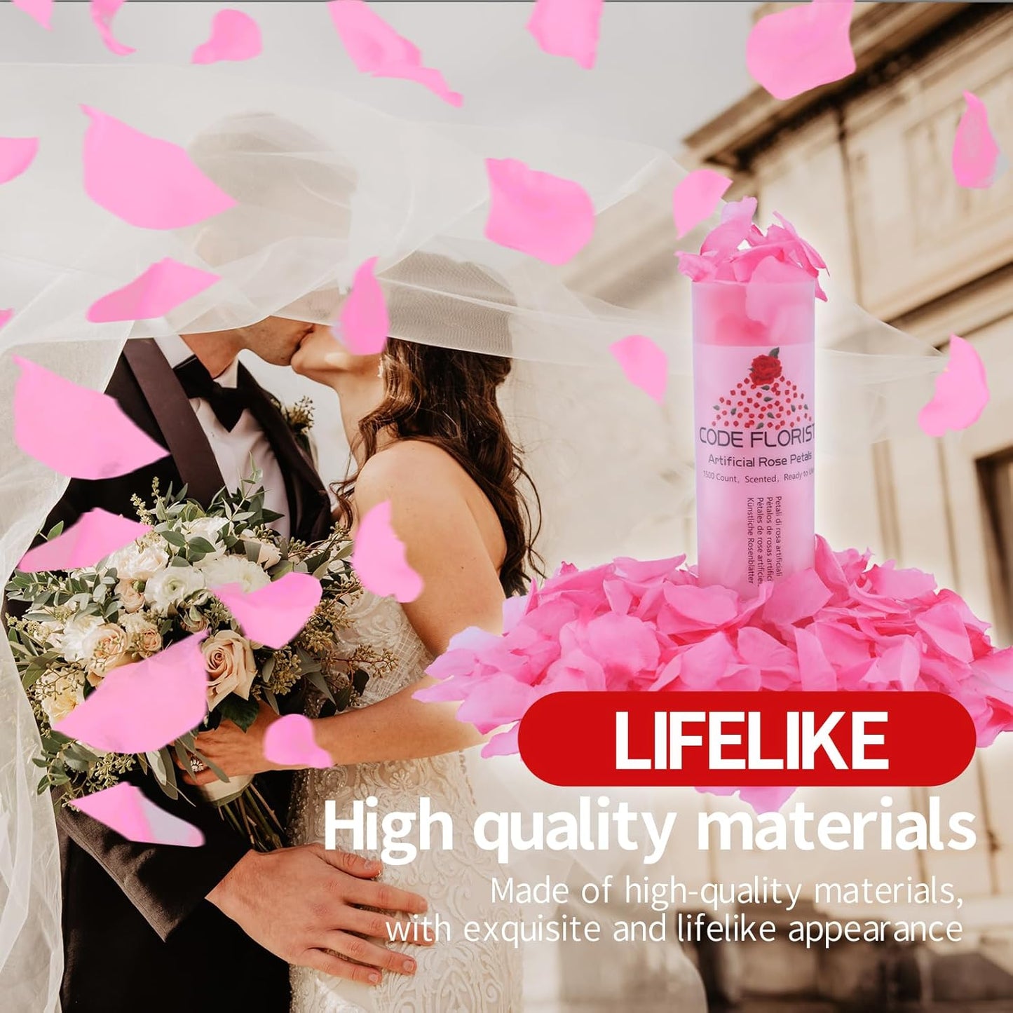 CODE FLORIST 1100 PCS Silk Rose Petals for Valentine's Day,Fake Rose Petals for Romantic Night,Wedding,Proposal Anniversary Flower Decorations(Separated,Scented,Light Pink&Hot Pink)