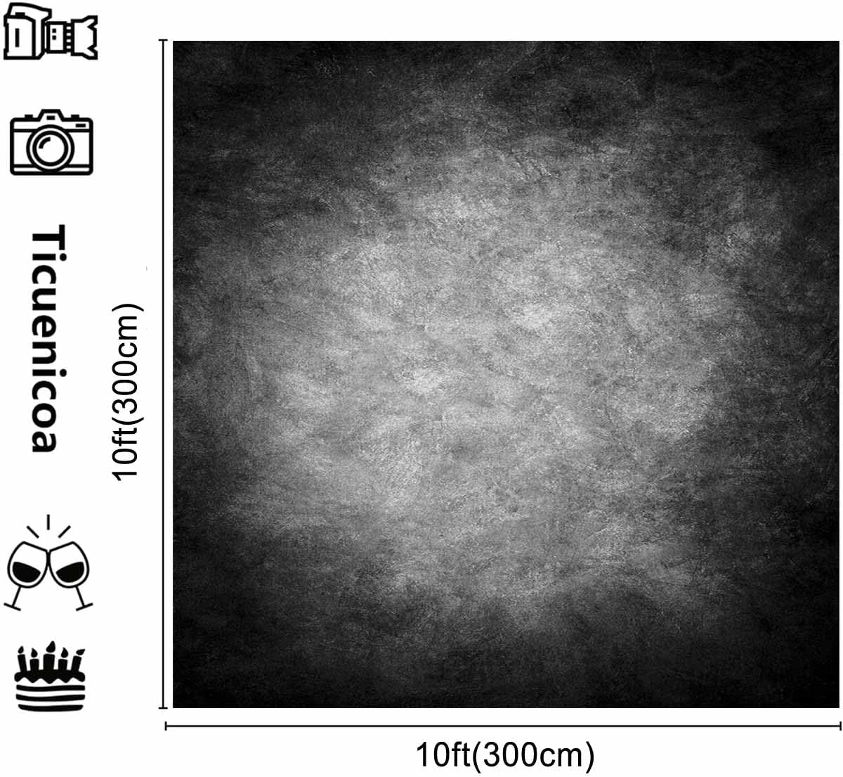 10x10ft Abstract Black Gray Portrait Photography Backdrops Photo Studio Prop Background for Children Adult