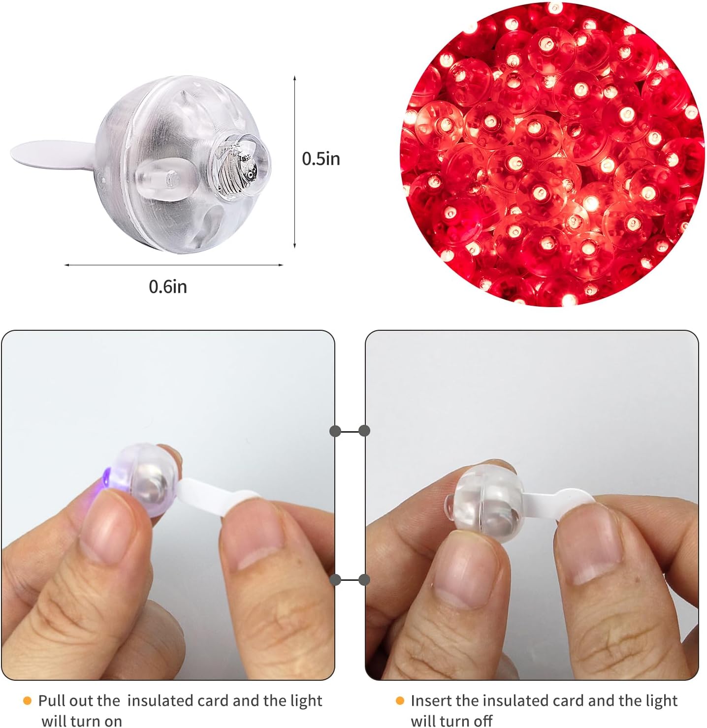 Aogist 50Pcs Balloon Lights with Hook,Long Standby Time,Waterproof Mini Light for Birthday Party Wedding Christmas Halloween Easter Decorative (Steady, Red)