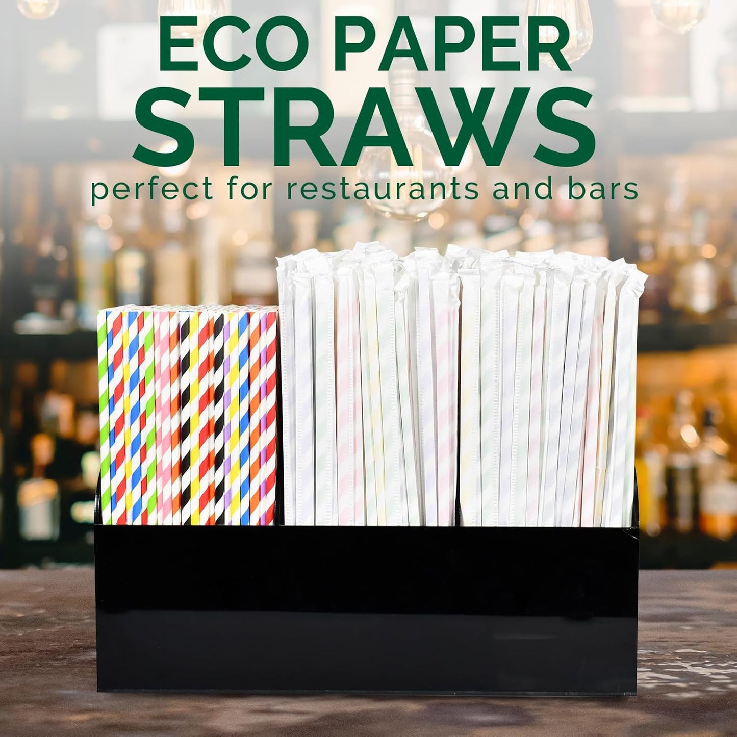 10.25 Inch Long Disposable Paper Straws Biodegradable Individually Wrapped, 0.24" Dia. (Colorful Stripes, 400 ct.) - Sturdy Durable