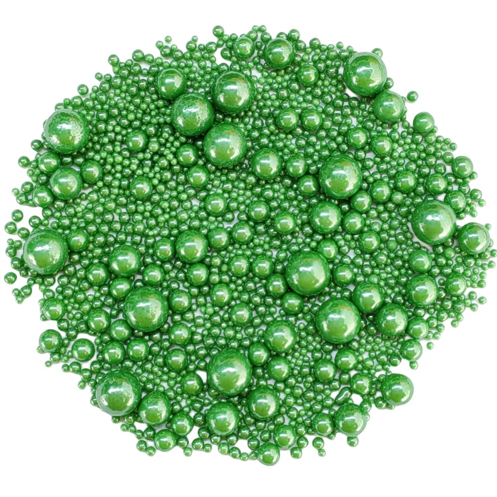 Edible Pearl Sugar Sprinkles Christmas Green Candy Mixing Size Baking Edible Cake Decorations Cupcake Toppers Cookie Decorating Celebrations Wedding Valentines Easter Halloween Christmas Supplies 120g/ 4.24oz