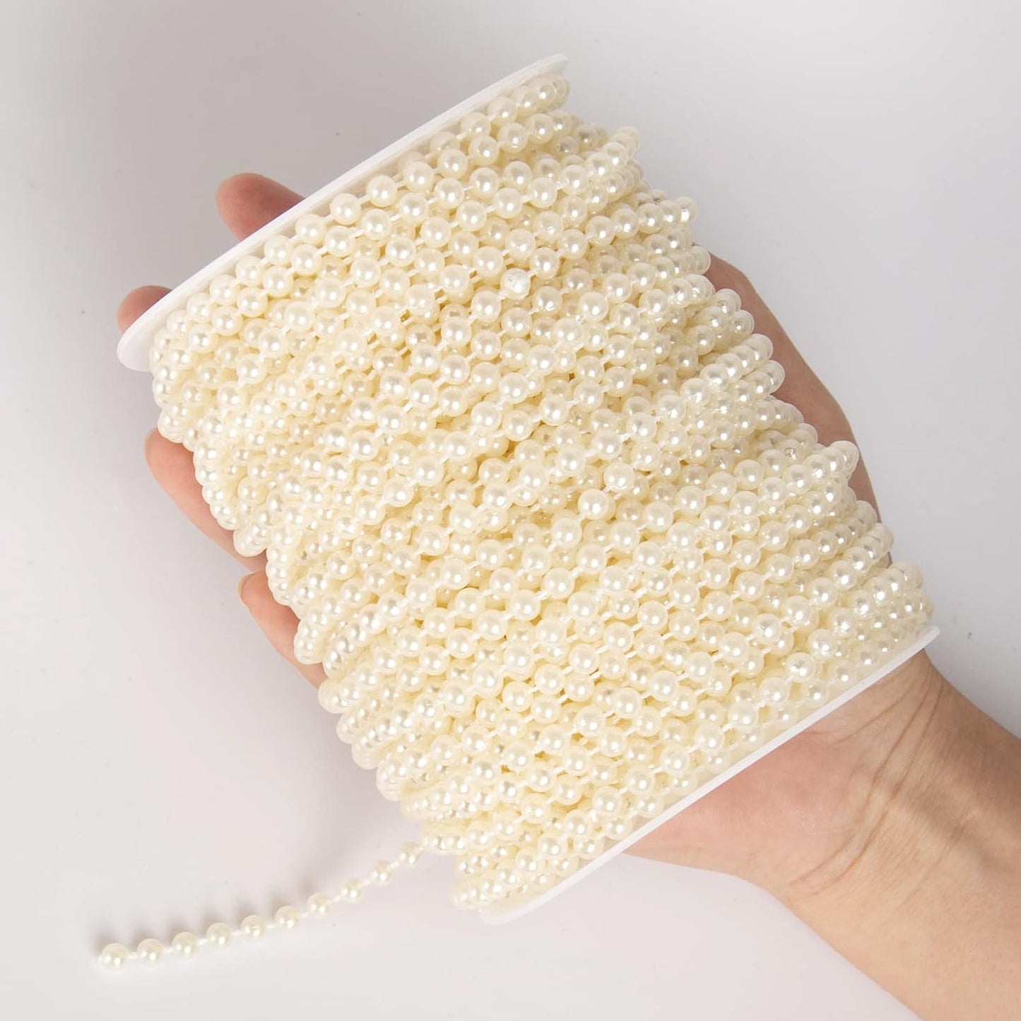 [118Feet] Pearl Beads Garland, 5MM 39Yards Faux Pearl Beads String Roll Bulk for DIY Craft Wedding Party Christmas Tree Decoration