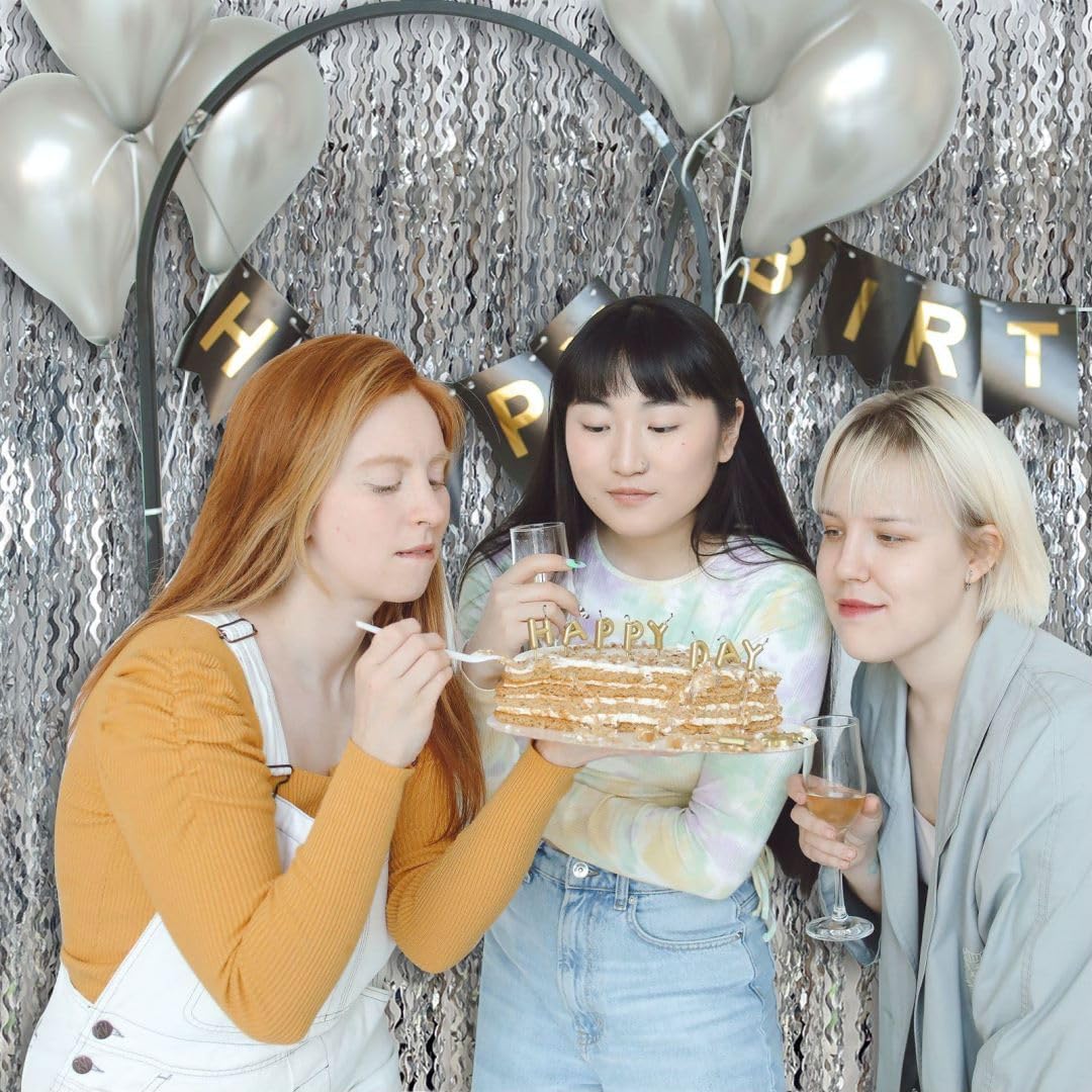 Silver Streamers Photo Backdrop Shimmer Wall Backdrop, Christmas Decorations, Bachelorette Party Supplies, Women Birthday Decorations, Engagement Party Decor, Disco Parties Favor, Bridal Shower Decor