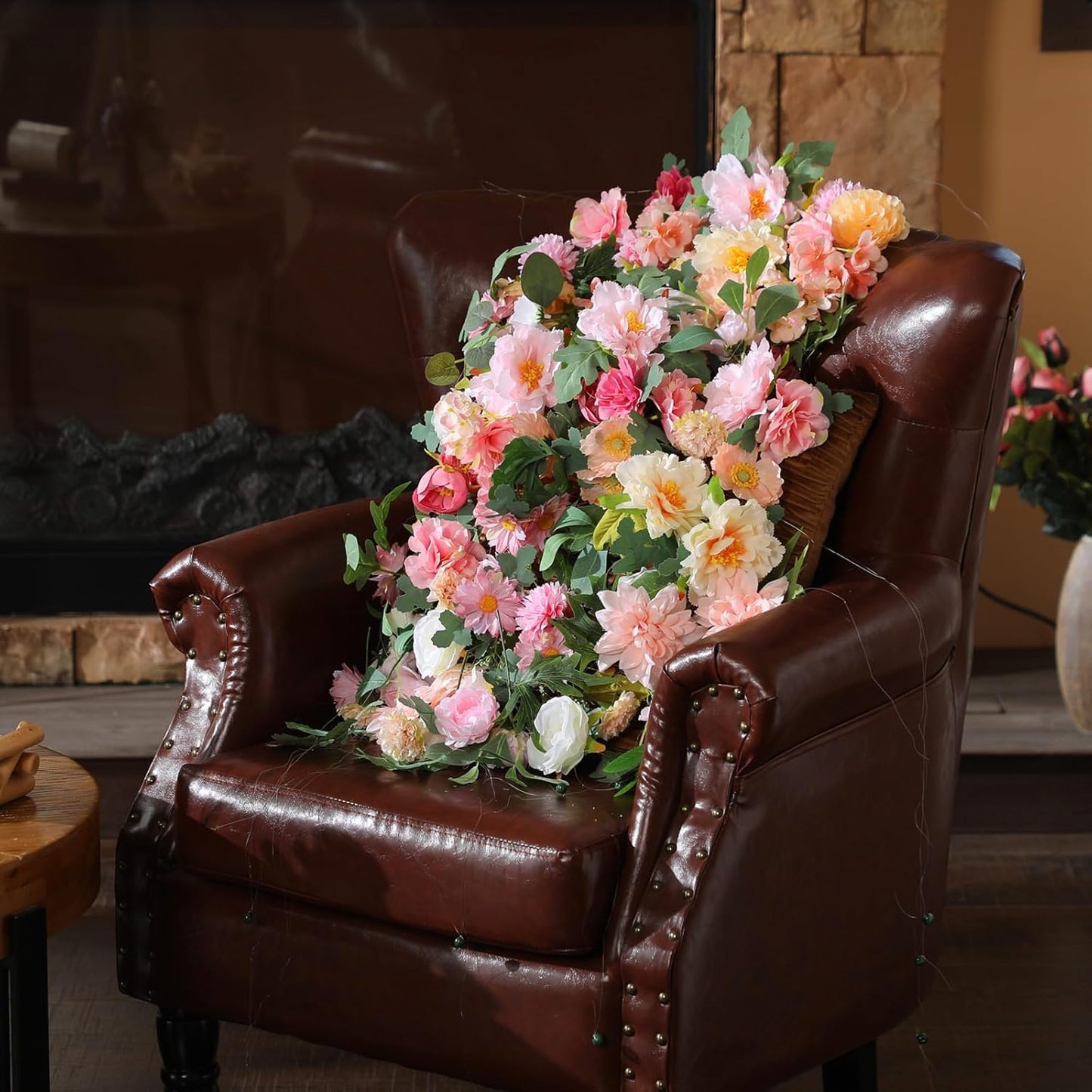 XunYee 6 Pcs 35.4 ft Flower Garlands Hanging Wildflower Backdrop Decoration Artificial Floral Garlands Fake Flower Vines Faux Silk Wildflower Decor for Halloween Fall Wedding Garden Wall Arch(Blossom)